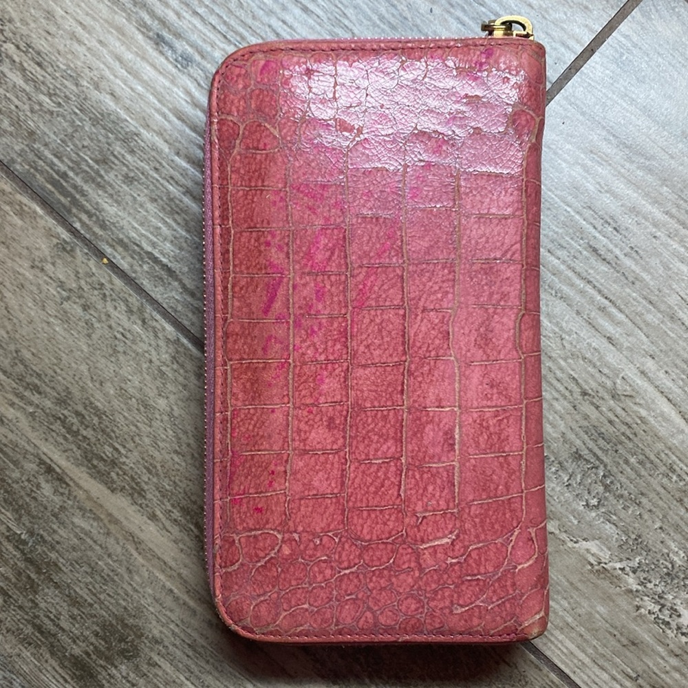 Authentic Miu Miu Coral/Salmon Color Croc Embosse… - image 2